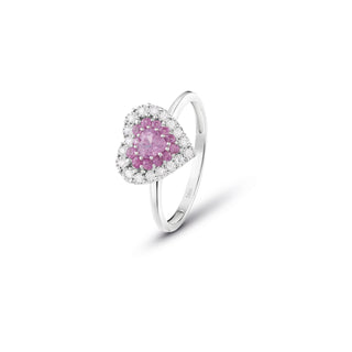 Anello Bliss in oro bianco con diamanti e zaffiri rosa ( cod.art. 20096603)
