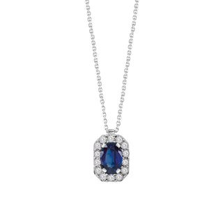 Collana in oro bianco con zaffiro e diamanti