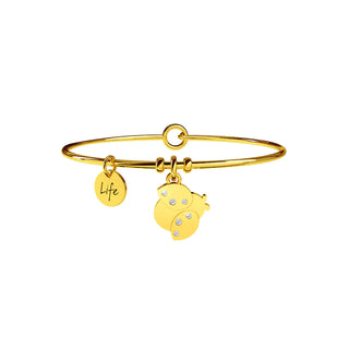 Bracciale kidult collezionabile in acciaio 316L Gold pvd e cristalli (cod.art. 231639)