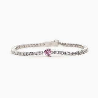 Codice: 533557-M

Bracciale tennis in argento con cuore in zircone rosa mabina