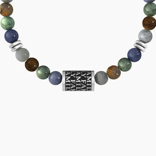 Bracciale kidult collezionabile in acciaio 316L,black pvd e pietre multicolor (cod.art. 732188)