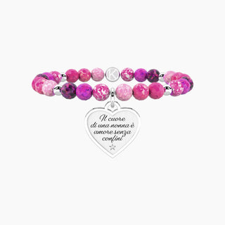 Bracciale kidult collezionabile in acciaio 316L,agata multicolore striata e cristalli (cod.art. 732223)