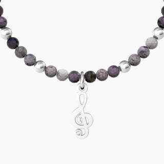 Bracciale kidult collezionabile in acciaio 316L,agata viola striata e cristalli(cod.art. 732227)