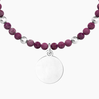 Bracciale kidult collezionabile in acciaio 316L e agata fucsia striata (cod.art. 732232)