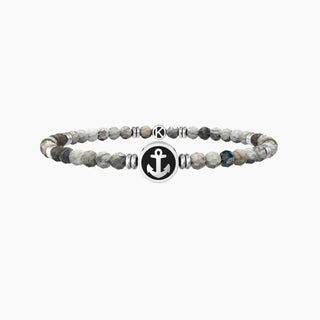 Bracciale kidult collezionabile in acciaio 316L,black pvd e agata marrone striata (cod.art. 732240)