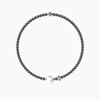 Bracciale kidult collezionabile in acciaio 316L,gunmetal pvd e perla coltivata (cod.art. 732245)