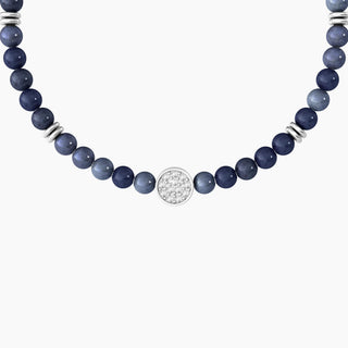 Bracciale kidult collezionabile in acciaio 316L,dumortierite blu e cristalli ( Cod. Art. 732254)