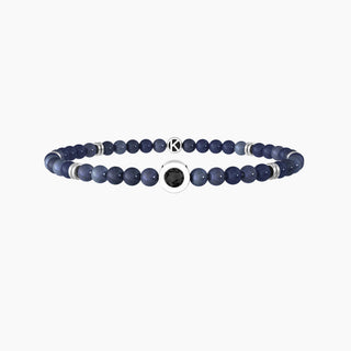 Bracciale kidult collezionabile in acciaio 316L,dumortierite blu e cristalli ( Cod. Art. 732254)