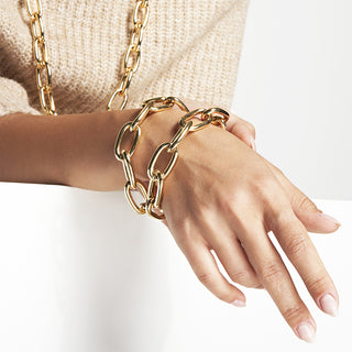 Bracciale catena forzatina in bronzo dorato lucido unoaerre ( cod.art. 1768)