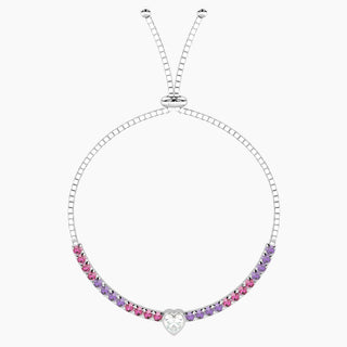 Bracciale kidult collezionabile in acciaio 316L,zircone,cristalli rosa e viola (cod.art. 732351)