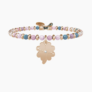 Bracciale kidult collezionabile in acciaio 316L,rose Gold pvd,agata multicolore e cristalli ( cod.art. 731432)