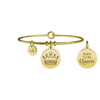 Bracciale kidult collezionabile in acciaio 316L Gold pvd e cristalli (Cod.arr.731658)