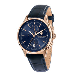 Orologio Uomo Maserati Acciaio Rosè Pelle Blu Cronografo Data R8871624009