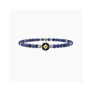 Bracciale  kidult collezione in acciaio 316L, gold/black pvd e agata blu striata . (Cod.art. 732238)