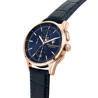 Orologio Uomo Maserati Acciaio Rosè Pelle Blu Cronografo Data R8871624009