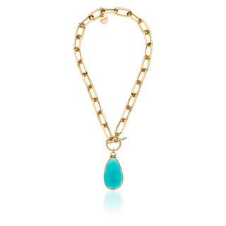 Collana dorata con cristallo turchese(2037)