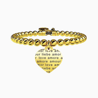 Bracciale collezionabile in acciaio 316L Gold pdv e cristalli,( cod.art.231542)