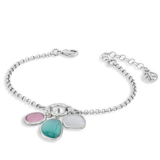 XB1027 Bracciale con cristalli centrali rosa baby, azzurro lattiginoso e white
