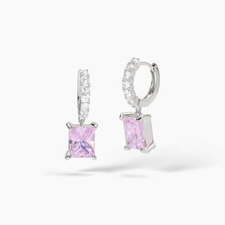 Orecchini a cerchio con zircone rosa taglio princessDESIDERIO INFINITO mabina (cod.art.563722)