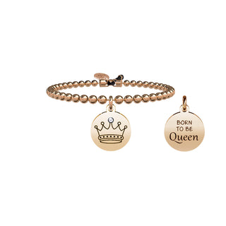 Bracciale collezionabile in acciaio 316L, rose Gold pdv e cristalli,(cod.art.731427)