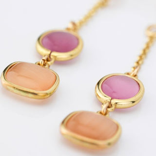 XOR742D Orecchini placcati oro giallo con cristalli rosa baby e miele