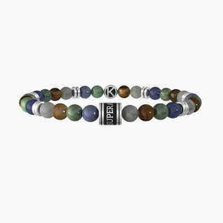 Bracciale collezionabile in acciaio 316L, black pdv e pietre multicolor,(cod.art.732182)