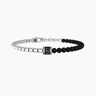 Bracciale collezionabile in acciaio 316L, black pdv e agata nera,(cod.art.732249)
