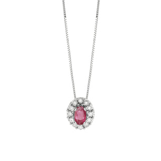 Collana in oro bianco con rubino e diamanti(cod.art.20094852)