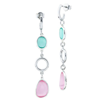 XOR730R Orecchini a cerchio con cristalli acquamarina e rosa baby