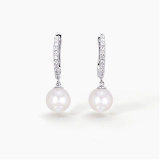 Orecchini con pendente di perla coltivata e zirconi INVITO A NOZZE mabina (cod.art.563037)