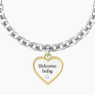 Bracciale collezionabile in acciaio 316L, Gold pdv e cristalli ,(cod.art.732009)