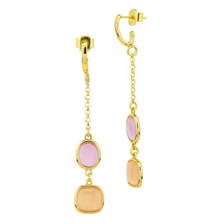 XOR742D Orecchini placcati oro giallo con cristalli rosa baby e miele