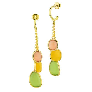 XOR743D Orecchini placcati oro giallo con cristalli miele, giallo e verde tormalina