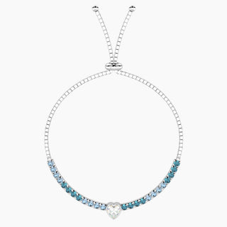 Bracciale collezionabile in acciaio 136L, zircone cristalli azzurri e blu,(cod.art,732352)