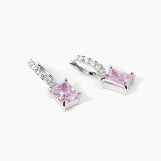 Orecchini a cerchio con zircone rosa taglio princessDESIDERIO INFINITO mabina (cod.art.563722)