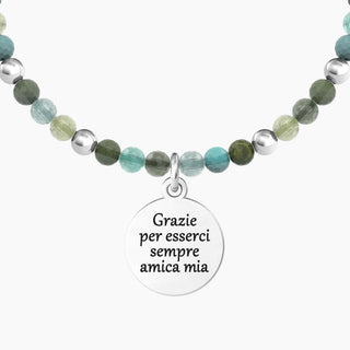 Bracciale collezionabile in acciaio 316L, agata multicolor striata e cristalli,(cod.art .732225)