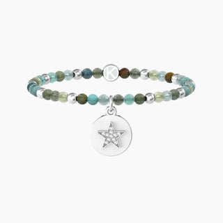 Bracciale collezionabile in acciaio 316L, agata multicolor striata e cristalli,(cod.art .732225)