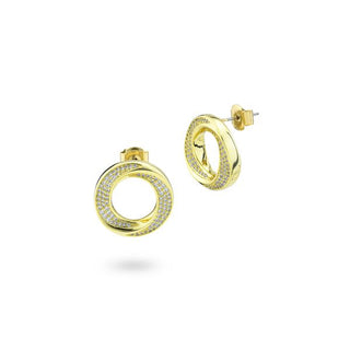 KOR049D Orecchini a lobo placcati oro giallo con pavè di zirconi