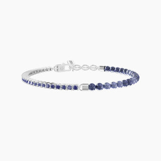 Bracciale collezionabile in acciaio 316L,sodalite blu e zaffiri sintetici (Cod.art.732312)