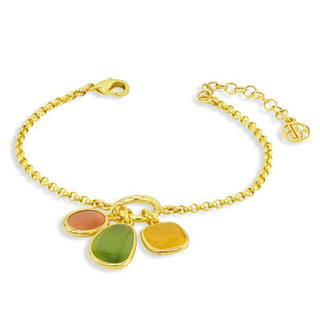 XB1027D Bracciale con cristalli centrali miele, verde e giallo