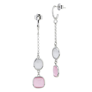 XOR742 Orecchini con cristalli pendenti multiforme white e rosa baby