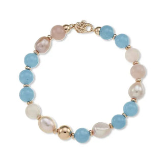 Bracciale Mikiko in Argento Perle Fresh Water Quarzo Azzurro e Opale Rosa(cod.art.MB7456A3QUARZOAZZURRO)