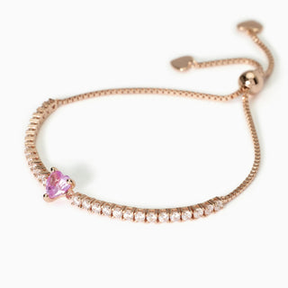 Bracciale in argento placcato oro rosa con tormalina sinteticaRouge (cod.art.533842)