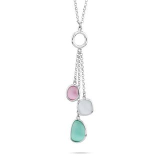 XGR728 Collana con pendente di cristalli rosa baby, white e verde tormalina