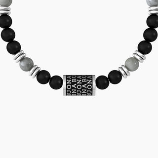 Bracciale collezionabile in acciaio 316L, black pdv e pietre multicolor,(cod.art.732190)
