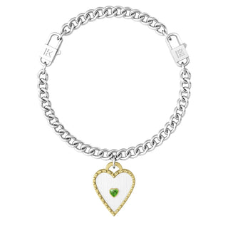 Bracciale collezionabile in acciaio 316L, Gold pdv e smeraldo sintetico,(cod.art.731994)