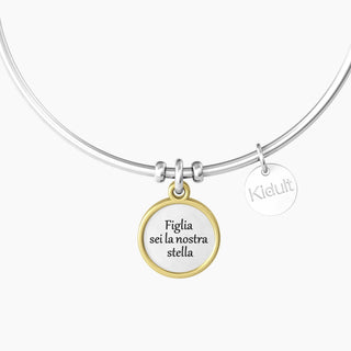 Bracciale collezionabile in acciaio 316, Gold pdv e cristalli,(cod.art.732035)