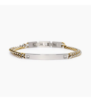 Bracciale in Acciaio PVD Giallo e Cristalli(cod.art.232497)