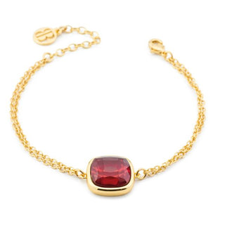 XB1009DS Bracciale con doppia catena e cristallo grande tormalina rossa