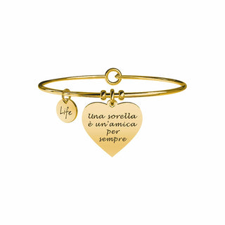 Bracciale collezionabile in acciaio 316 Gold pdv e cristalli,(cod.art.731651)